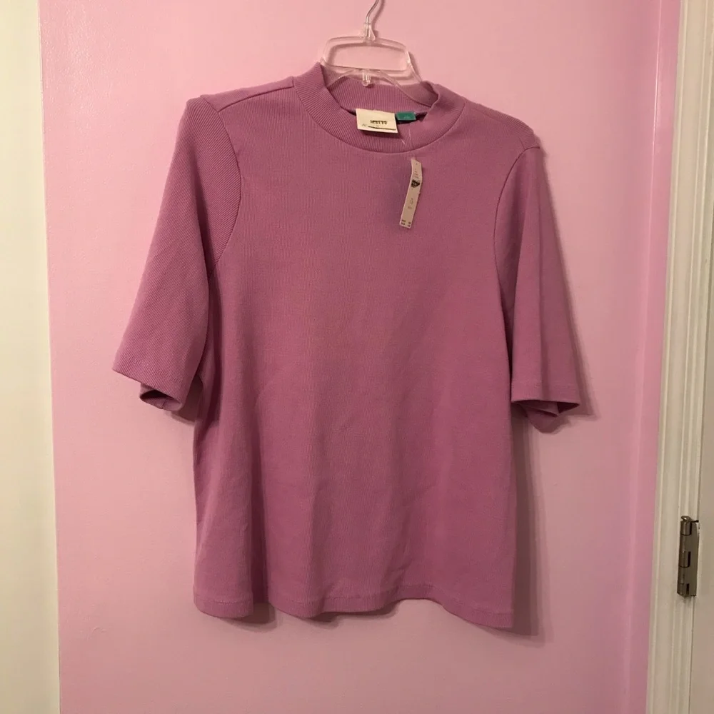 Maeve by Anthropologie Lilac Purple Short Sleeve Ribbed Top Size 1X